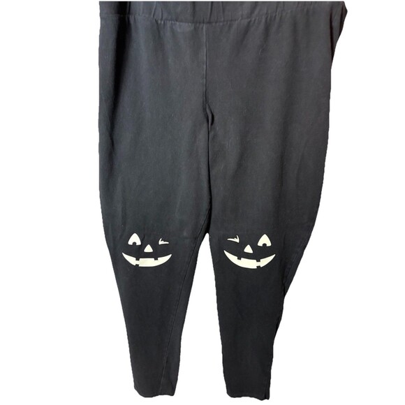 Torrid Plus Size 2 Black Leggings Pumpkin On Knees Halloween Elastic Waist - Picture 1 of 6